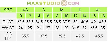 max shirt size chart